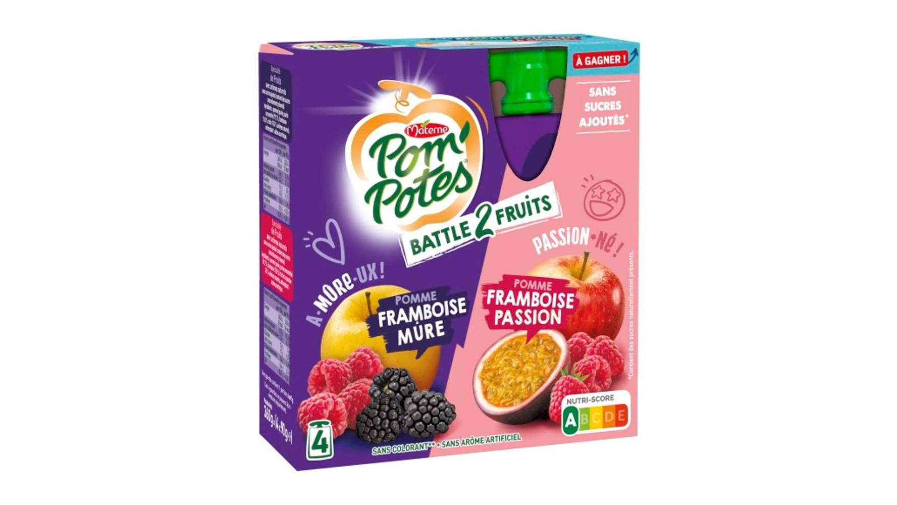 Pom'potes - Compote gourde pomme framboise mure (4 pièces)