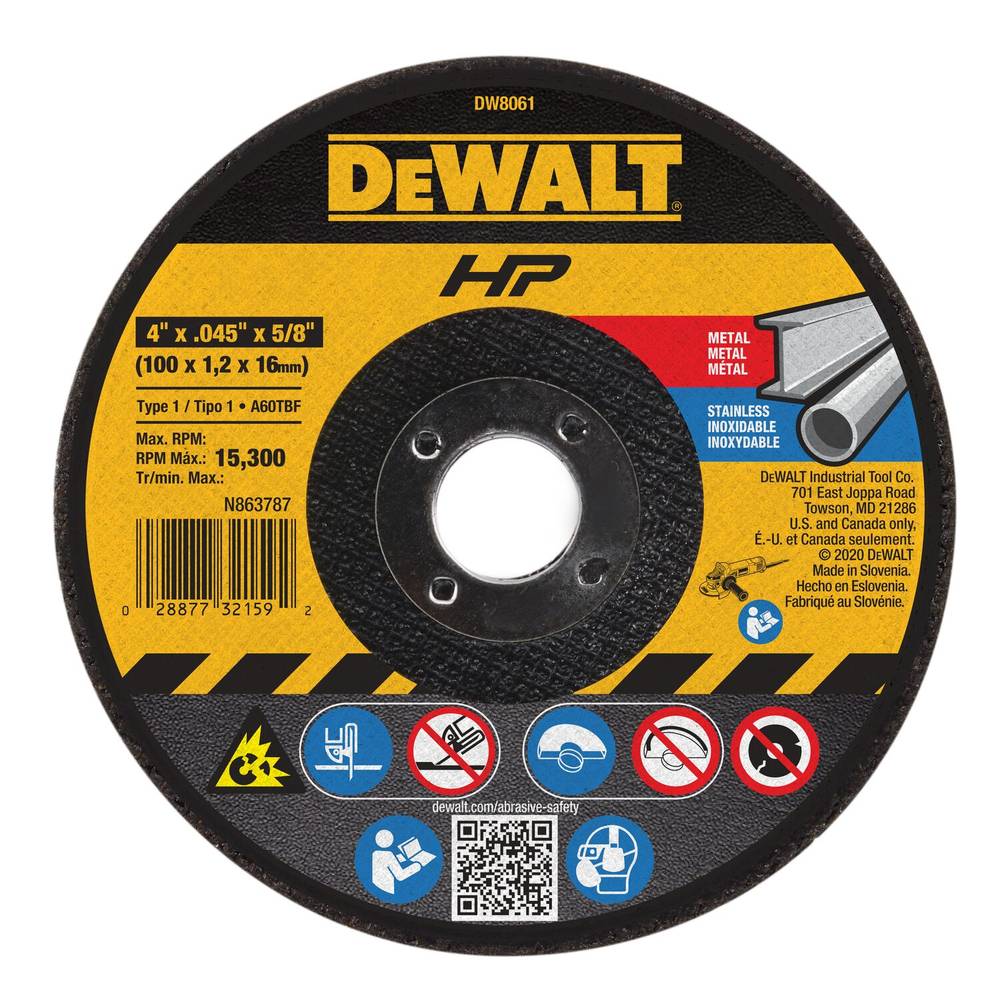 DEWALT HP High Performance 4.0-in Aluminum oxide 60 -Grit Grinding wheel | DW8061