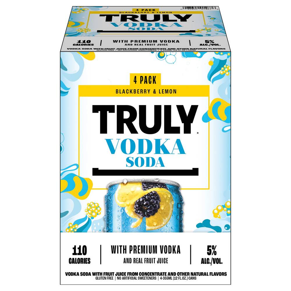 Truly Black Berry and Lemon Hard Seltzer Vodka Soda (4 pack, 12 fl oz)