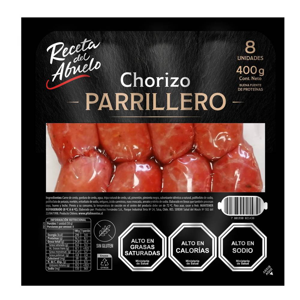 Receta del Abuelo · Chorizo parrillero premium (400 g)