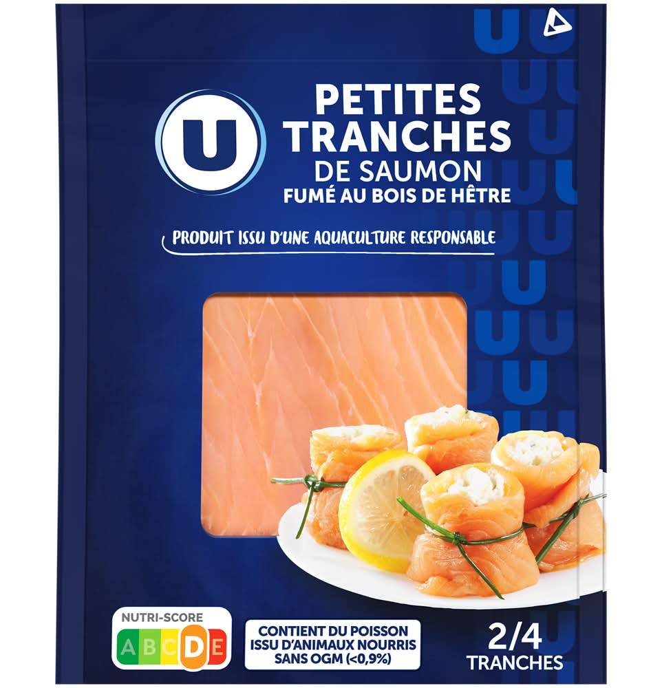 Les Produits U - Saumon fumé atlantique en tranches (75g)