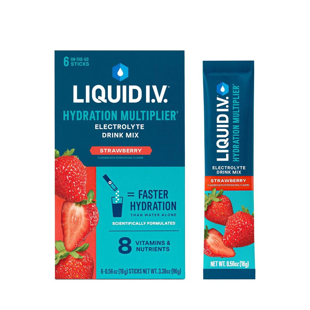 Liquid I.V. Hydration Multiplier Electrolyte Drink Mix, Strawberry (0.56 oz, 6 ct)