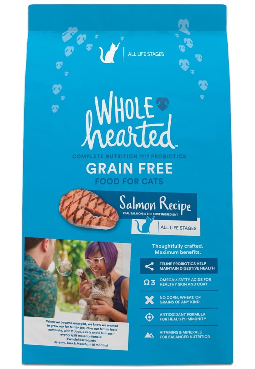 WholeHearted · Grain free alimento seco para gatos, salmón, Todas las Edades (5,4 kg)