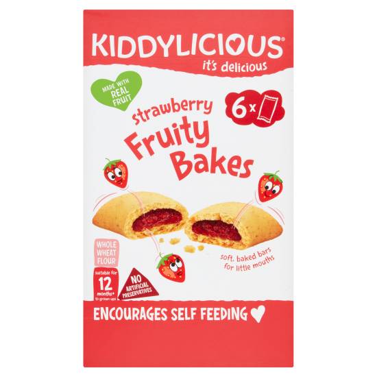 Kiddylicious Strawberry Fruity Bakes 12 Months+ 6 X 22g (132g)