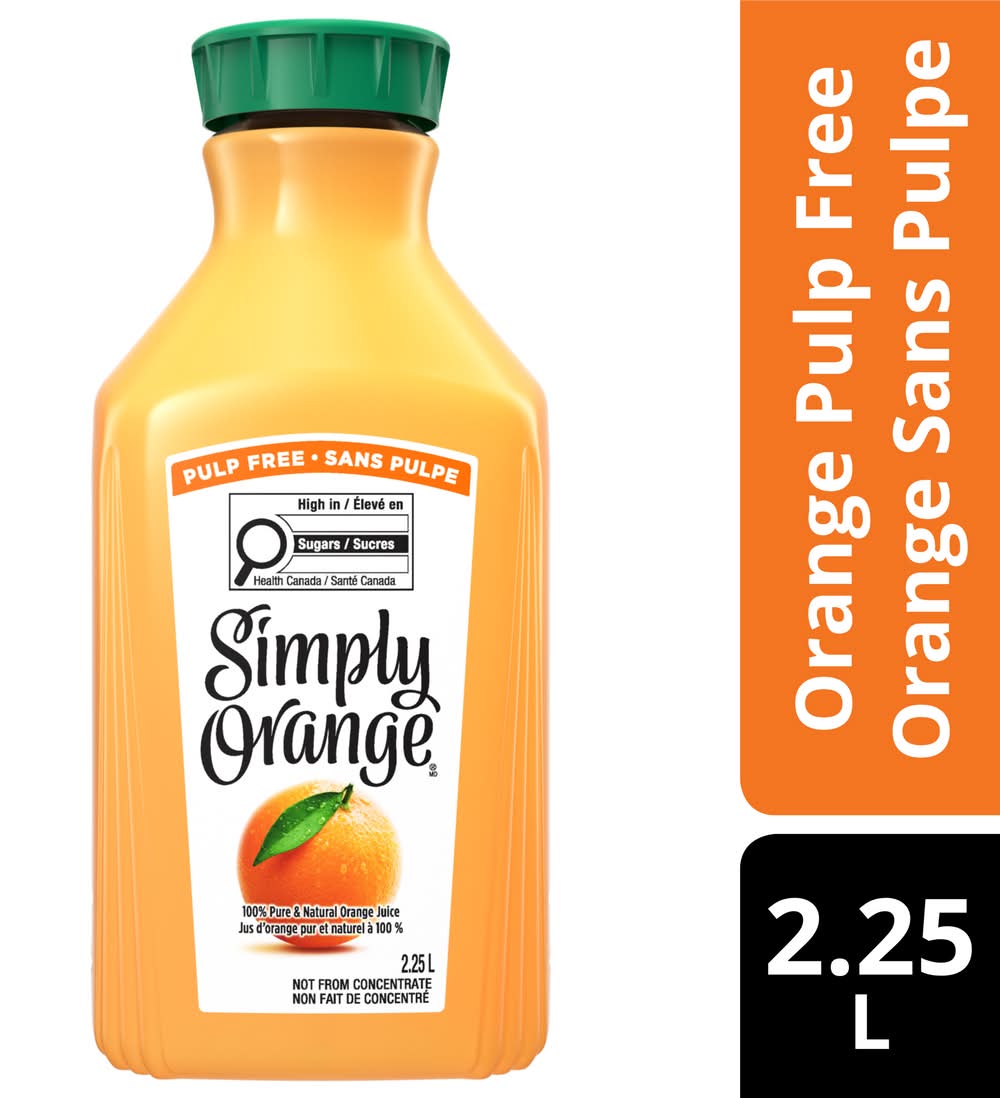 Simply 100% Pure & Natural Pulp Free Fruit Juice, Orange (2.25 L)