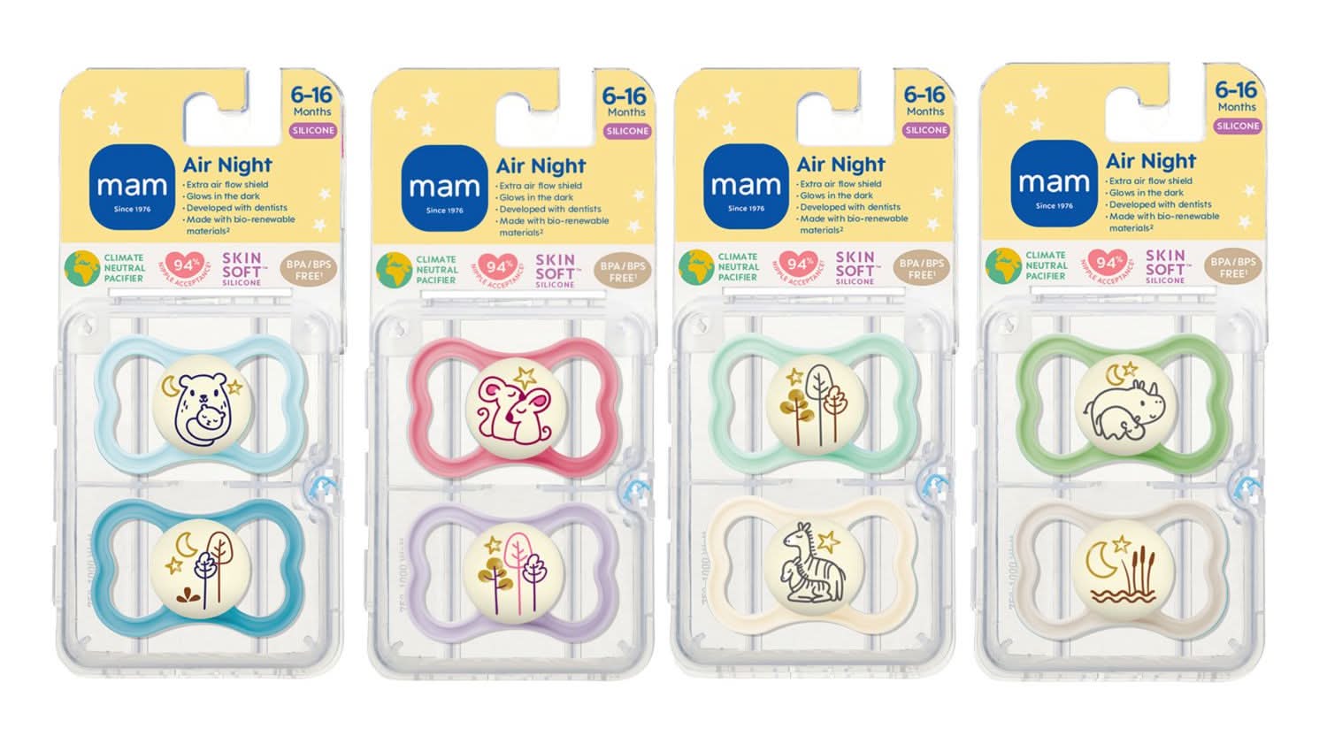MAM 6M+ Air Night Pacifier, Blue (2 ct)