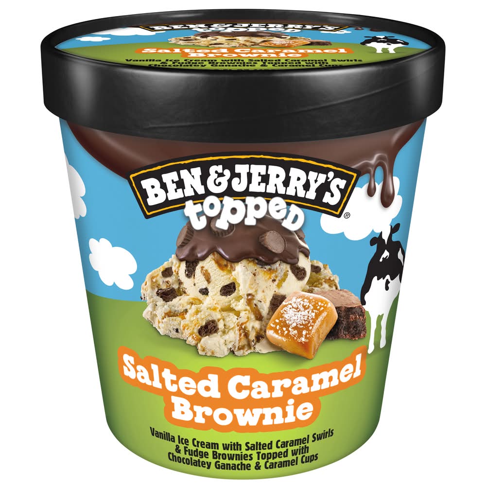 Ben & Jerry's Topped Ice Cream, Salted Caramel Brownie (15.2 fl oz)