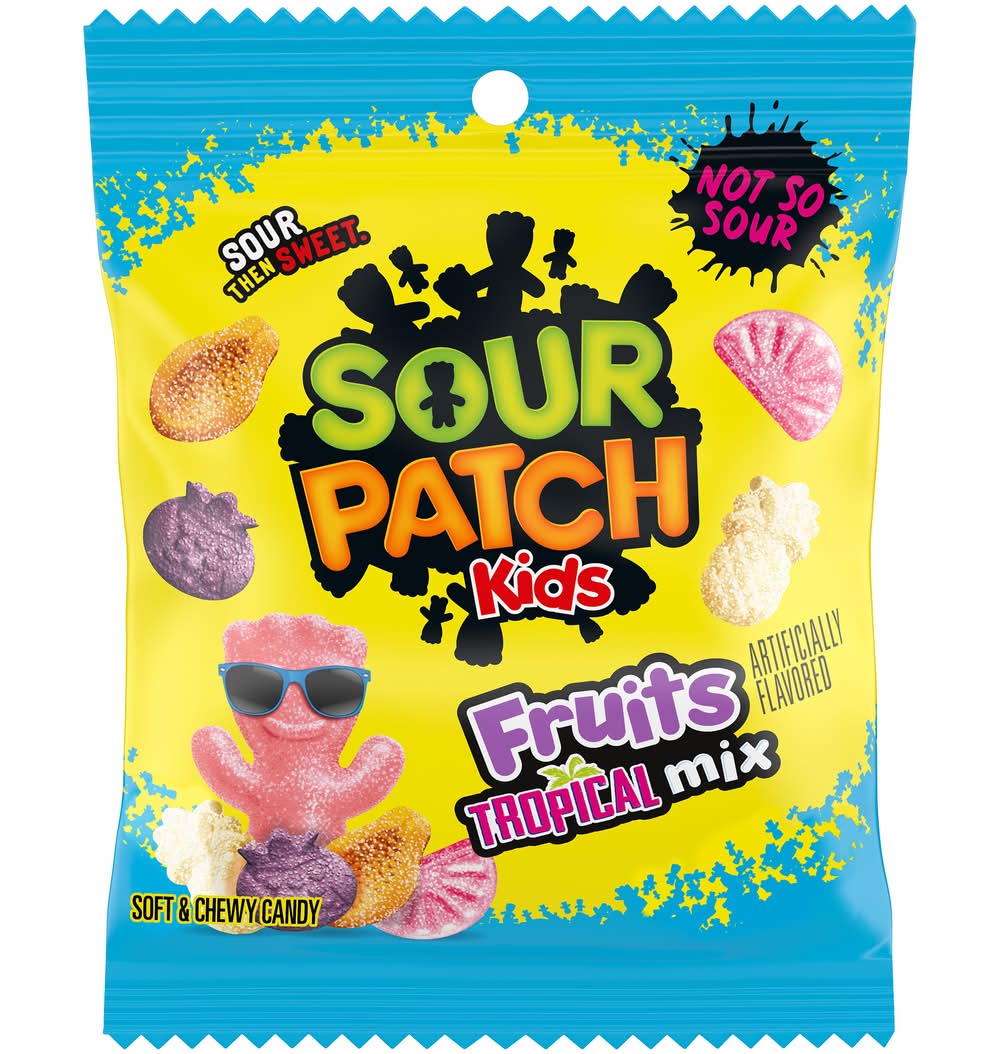 Sour Patch Kids Soft & Chewy Candy, Fruits Tropical Mix (3.08 oz)