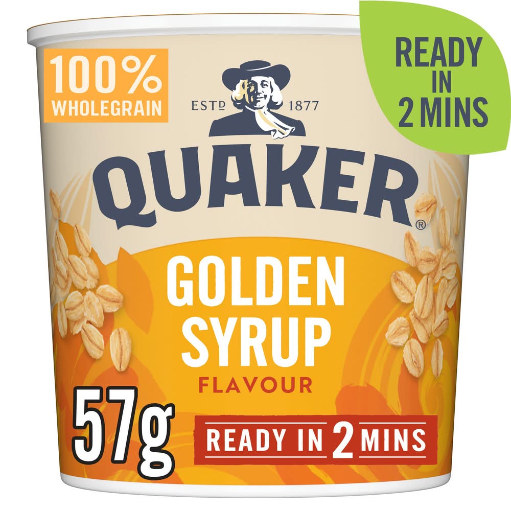Quaker Golden Syrup, 100% Wholegrain Oats So Simple Porridge Pot (57g)
