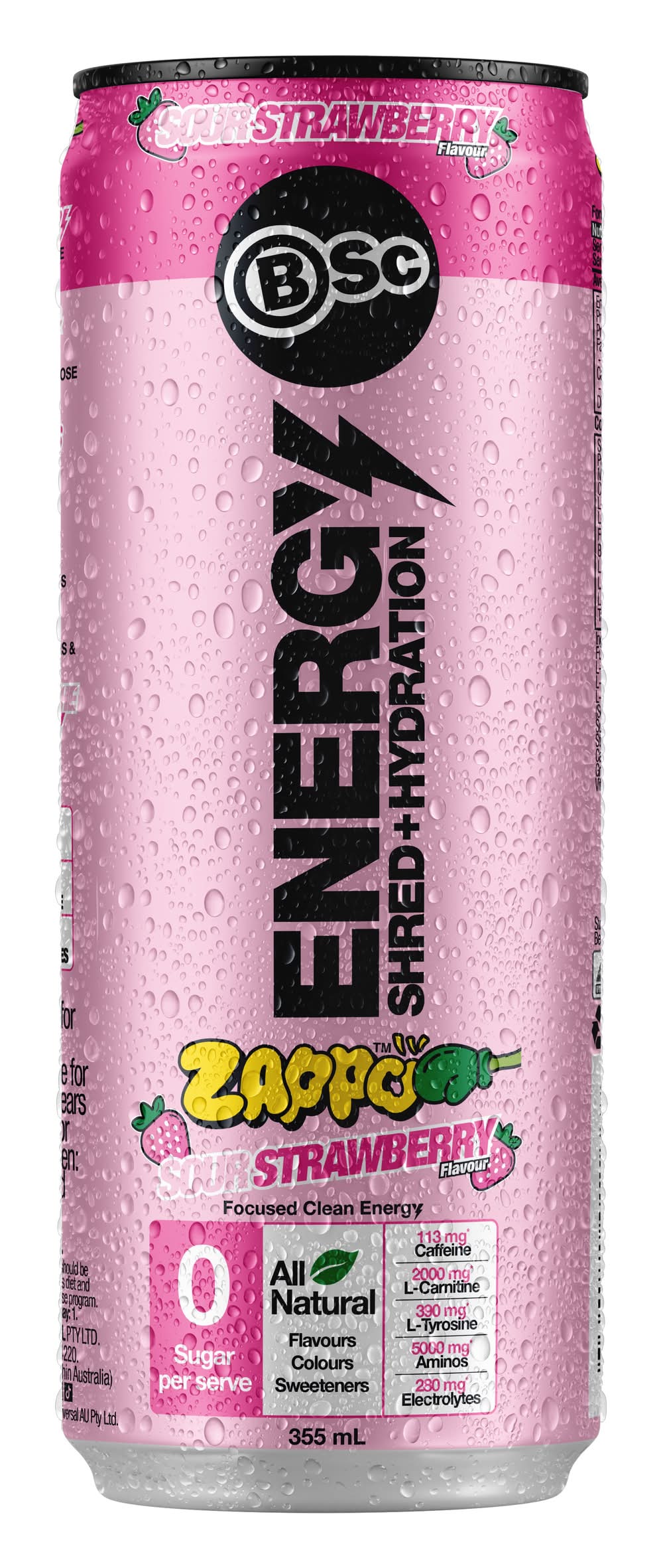 Bsc X Zappo Energy Shred+Hydration Sour Strawberry 355ml