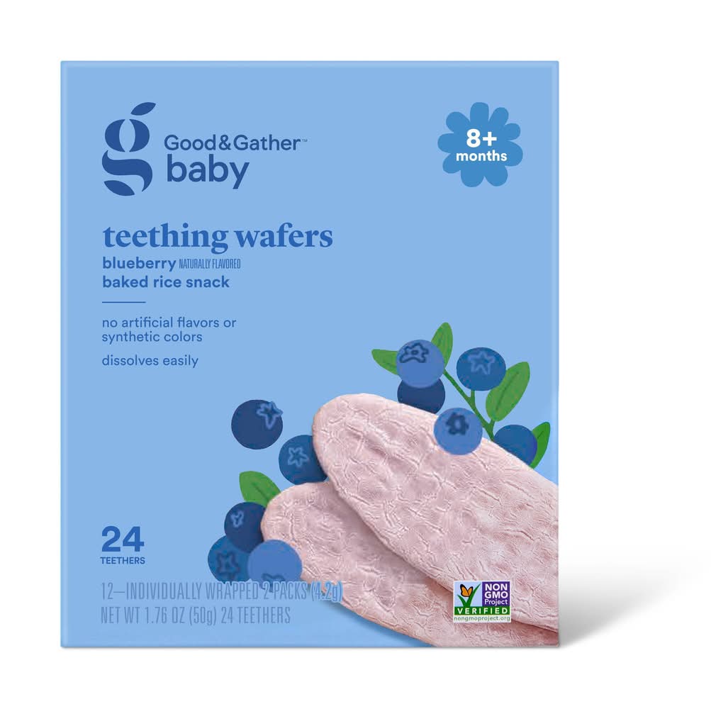 Good & Gather Blueberry Teething Wafers Baby Snacks, Blueberry, Size 8+ (1.76 oz, 24 ct)