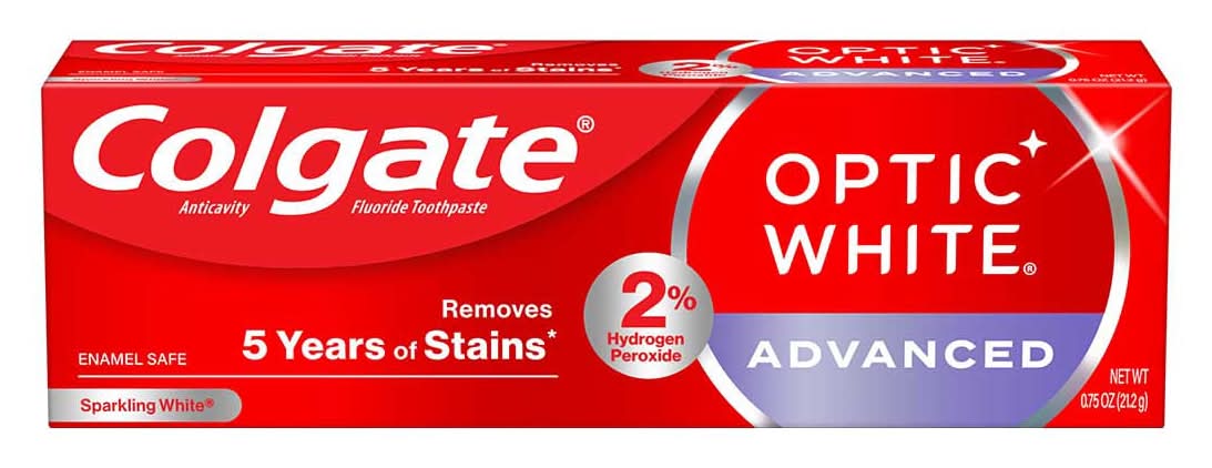 Colgate Optic White Advanced Sparkling White Toothpaste With 2% Hydrogen Peroxide Travel Size Mint 0.75 Oz