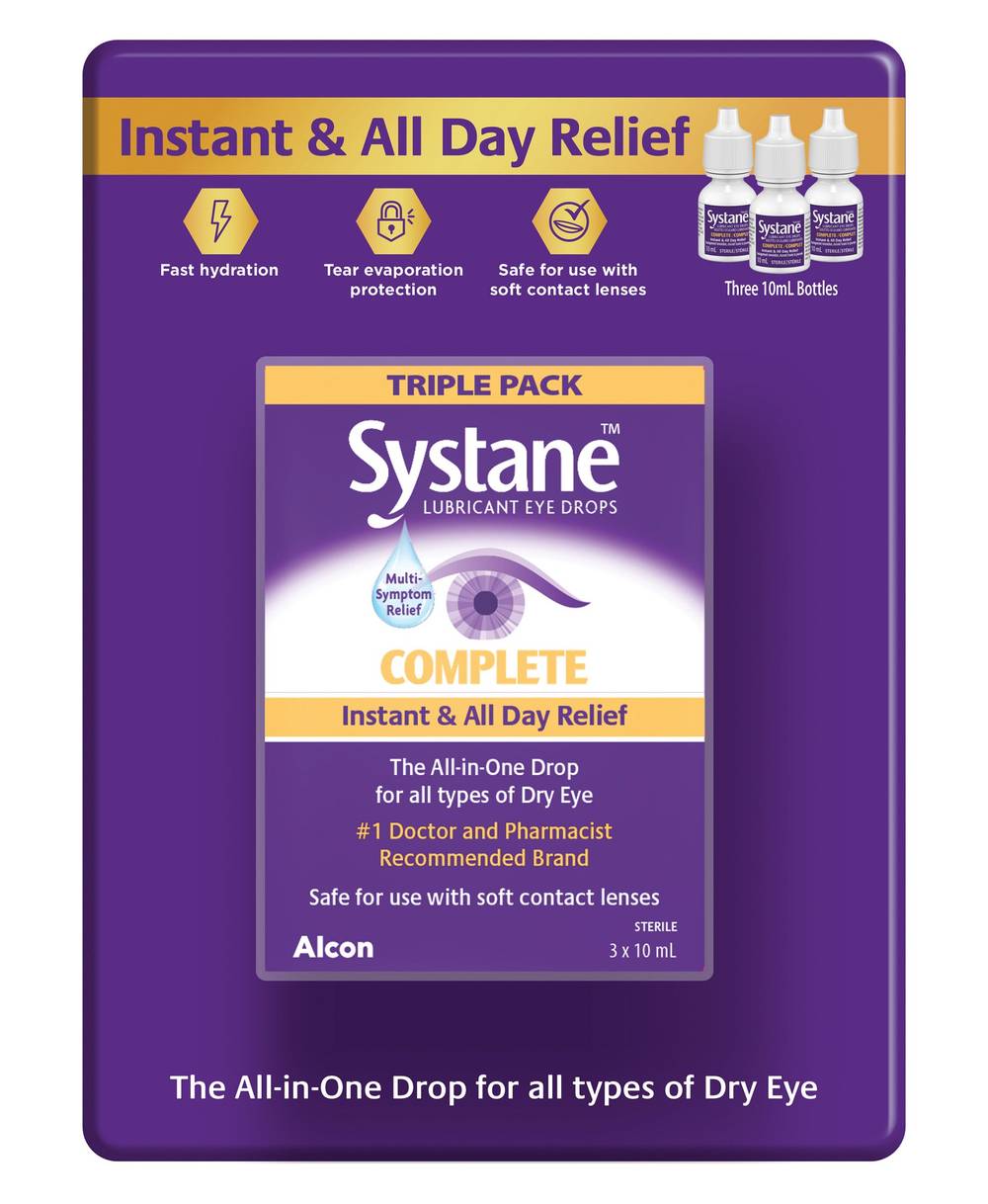 Systane - Gouttes Oculaires Complet, 3 Bouteilles De 10 Ml / Systane Complete-Lubricant Eye Drops, 3 × 10 Ml Bottles