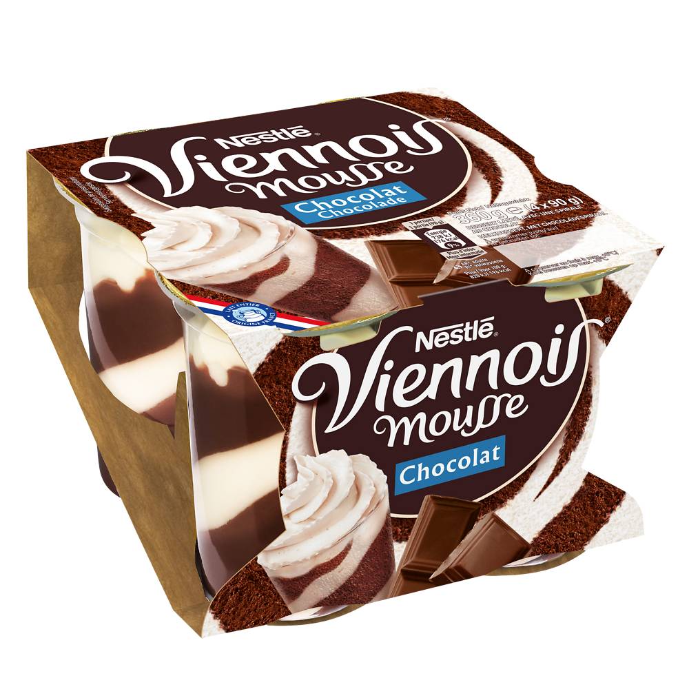 Mousse Liégeoise Chocolat VIENNOIS - 4 pots de 90g