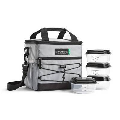 Fit & Fresh Foundry Sport Cooler Lunch Kit Set, Grey-Black (5 ct)