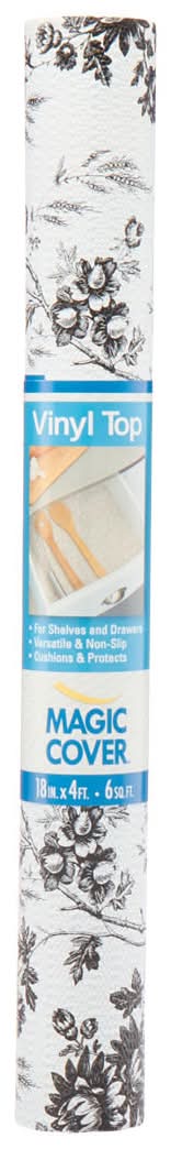 Magic Cover Vinyl Cabinet Liner Black Floral