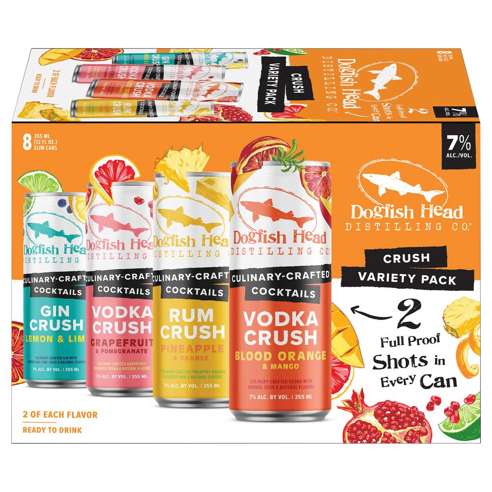 Dogfish Head Culinary-Crafted Cocktails Crush Variety pack 7% Abv (8 x 12 fl oz)