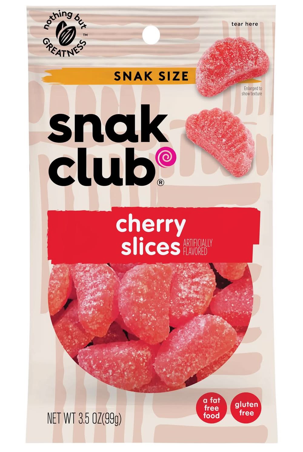 Snak Club Cherry Slices Gummi Candy 3.5 Oz Bagged