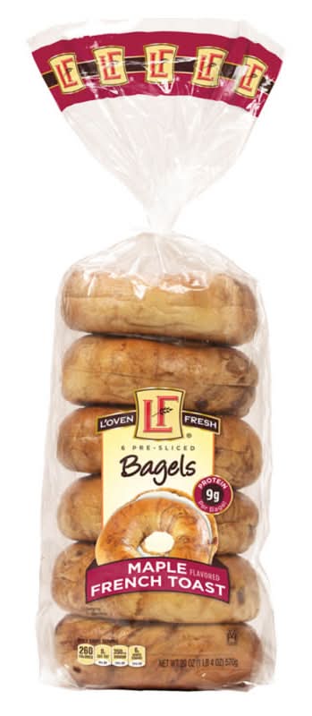 L'oven Fresh Pre-Sliced French Toast Bagels, Maple (20 oz, 6 ct)