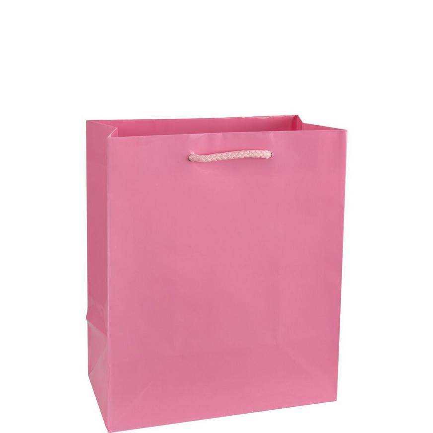 Party City Glossy Bright Gift Bag, Medium, Pink