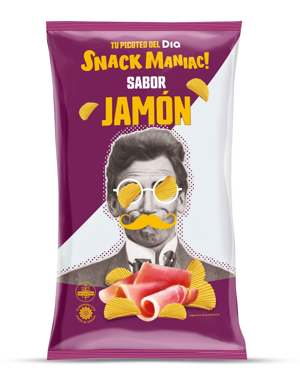 Patatas Fritas Onduladas Sabor Jamón Snack Maniac De Dia Bolsa 170 G