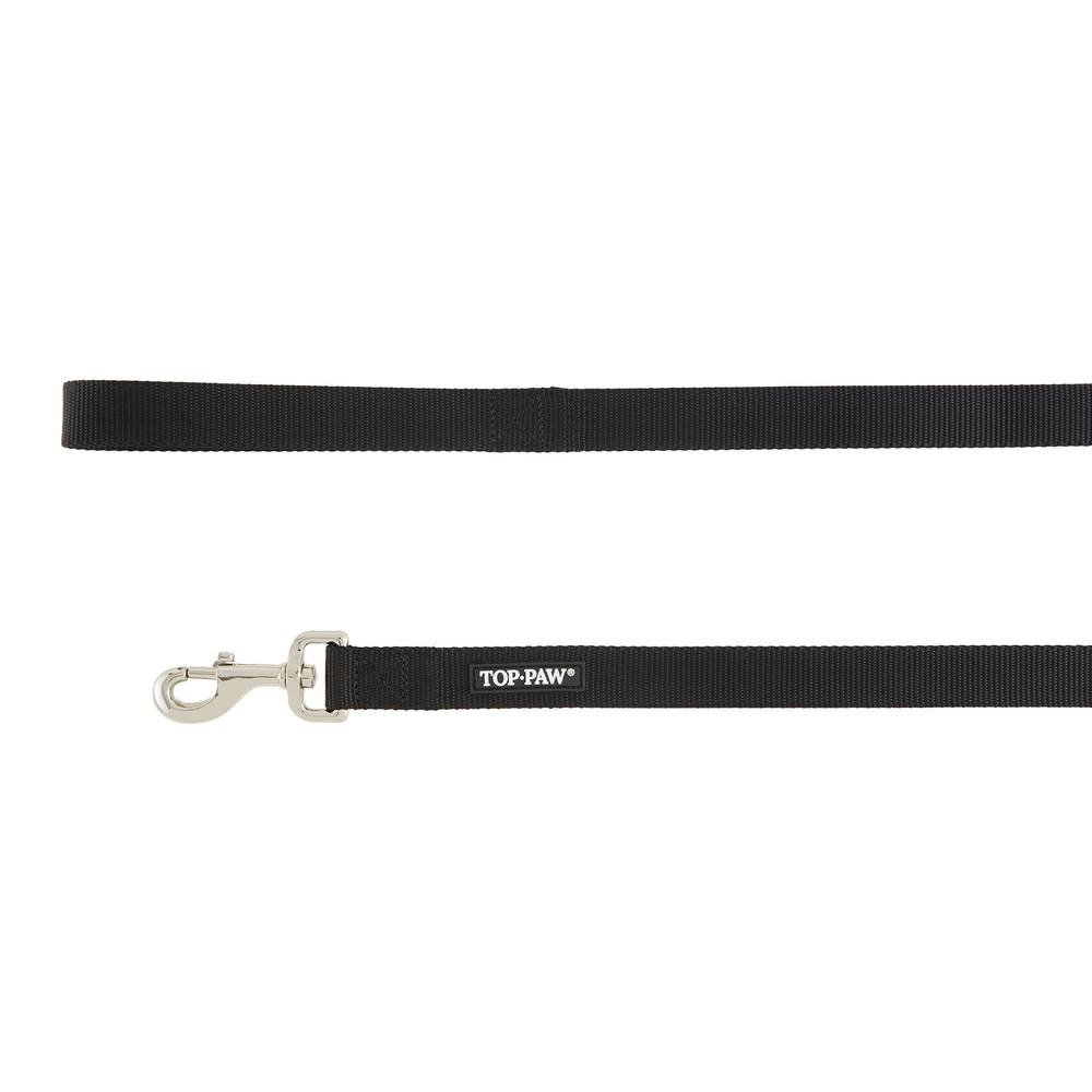 Top Paw Standard Dog Leash, 1 in X 6 ft, Black