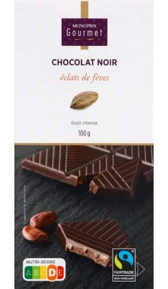 Monoprix Gourmet - Chocolat noir aux éclats de fèves (100g)