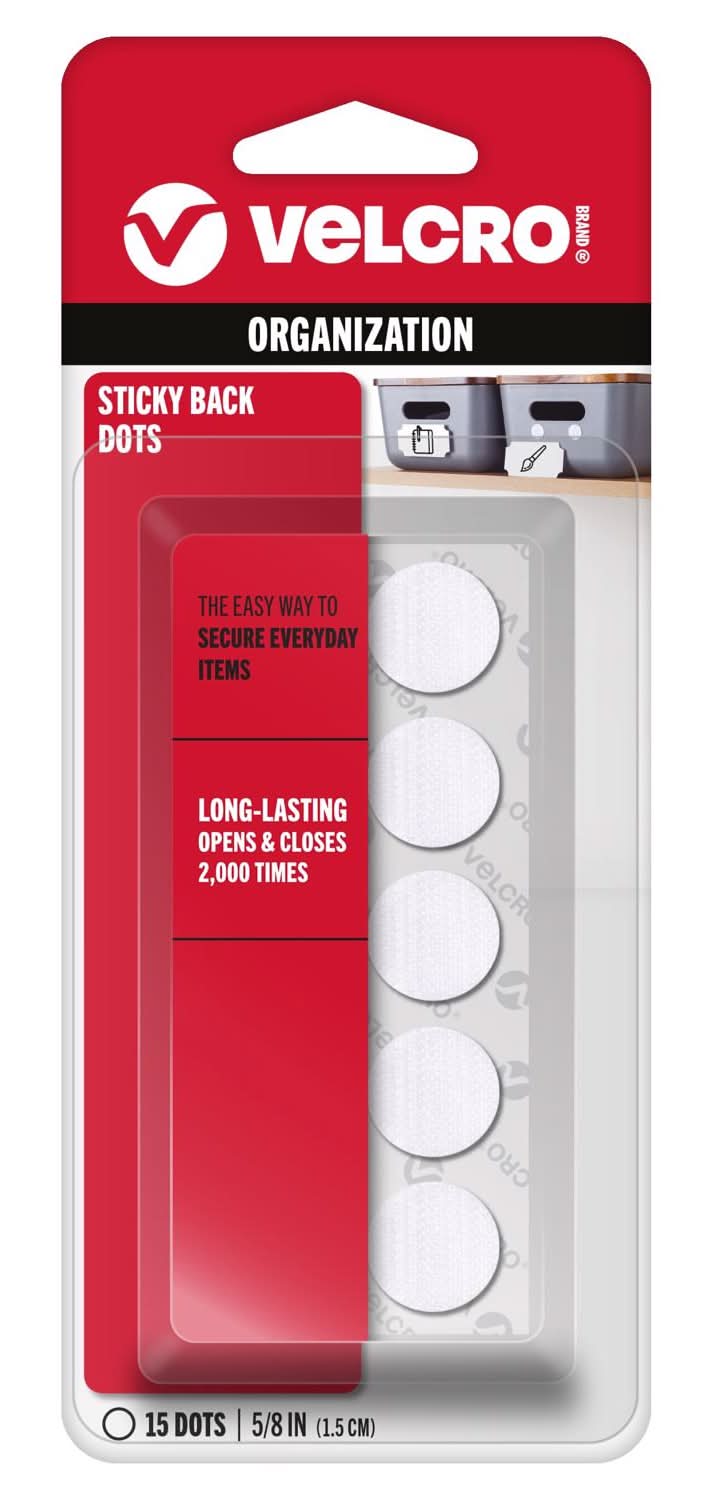 Velcro Brand Sticky Back Small Nylon Hook And Loop Fastener 5/8 In. L 15 Pk