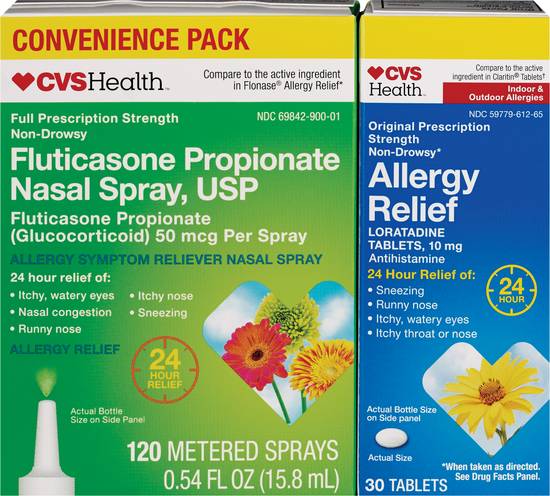 CVS Health 24HR Nasal Spray + Allergy Relief Loratadine HCl Combo Pack