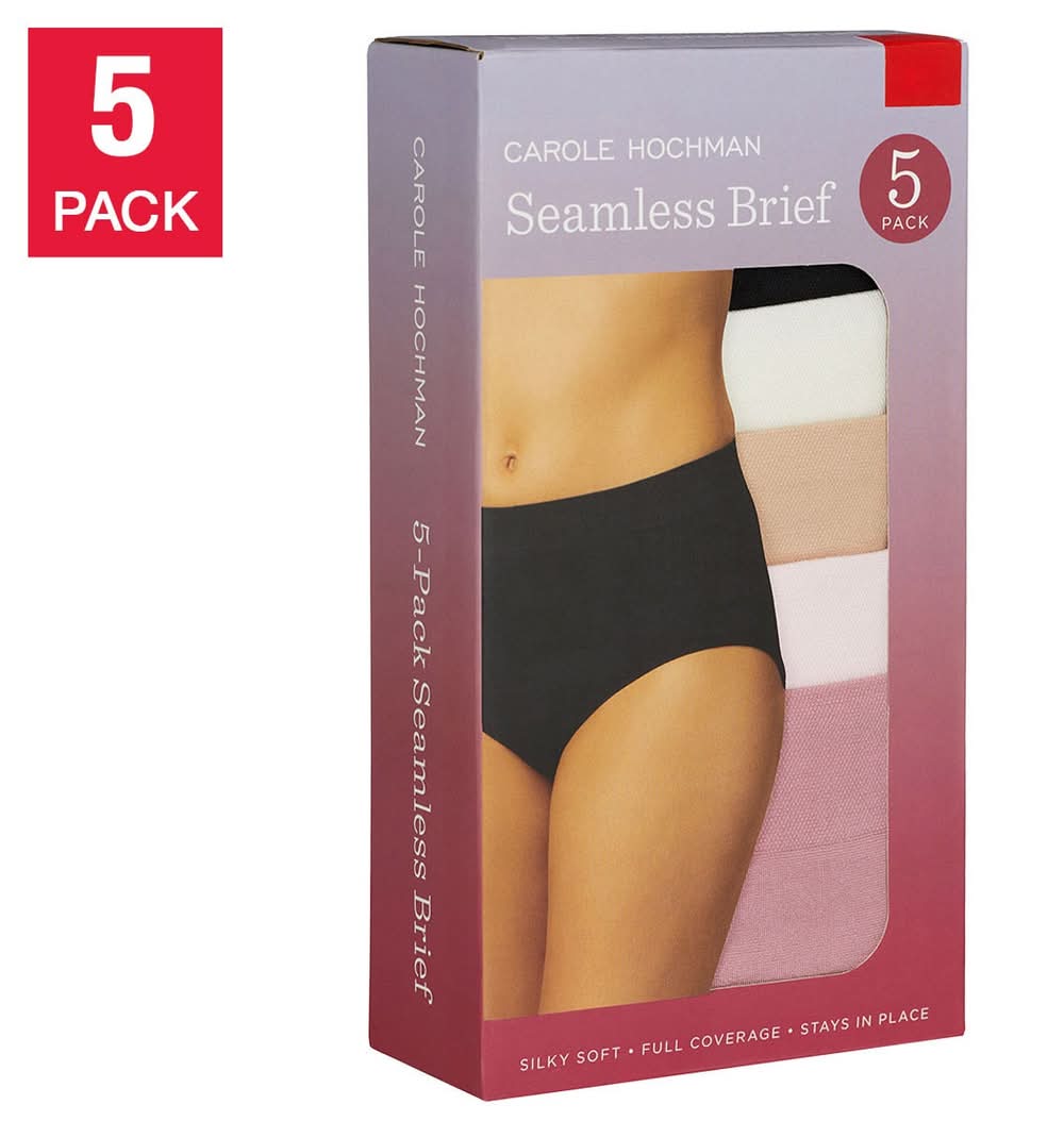 Carole Hochman Ladies' Seamless Brief, 5-pack, Medium, Assorted Colors