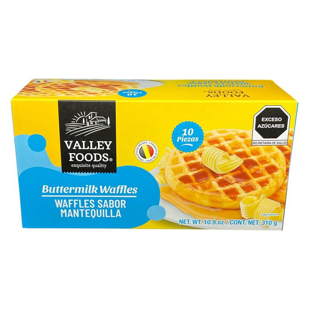 Valley foods waffles sabor mantequilla (caja 310 g)