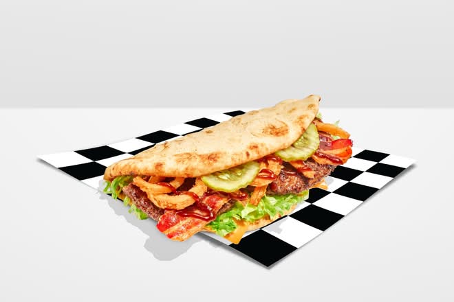 Bacon Burger Flatbread Sandwich