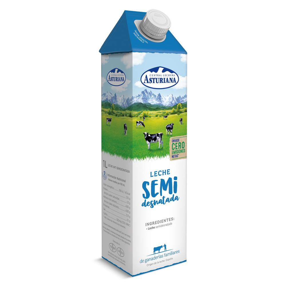 Leche Semidesnatada Central Lechera Asturiana Brik 1 L