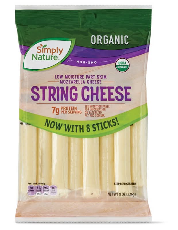 Simply Nature Organic String Cheese Sticks (8 oz, 8 ct)