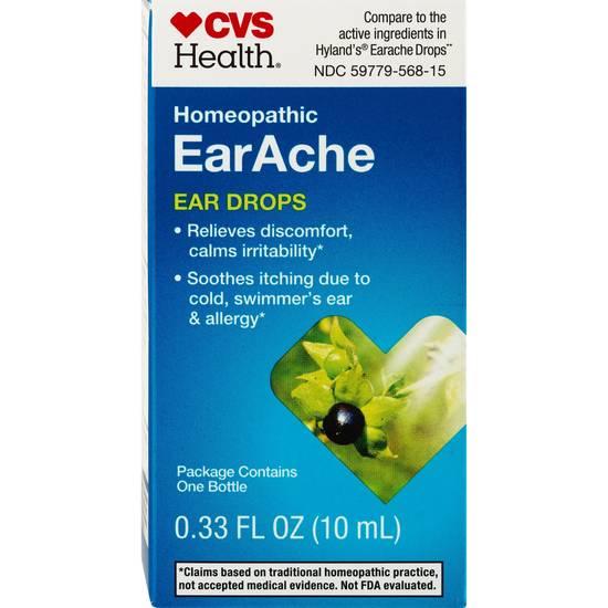  CVS Health Homeopathic EarAche Ear Drops, 0.33 OZ