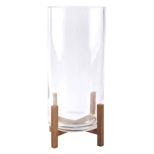 Glass Candle Holder With Wood Base By Ashland