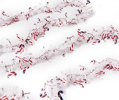 15' Candy Cane & White Tinsel Garland