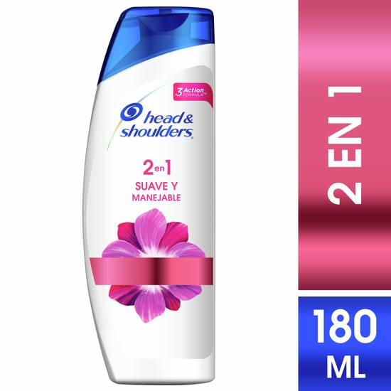 Head & shoulders shampoo 2 en 1 suave y manejable (botella 180 ml)
