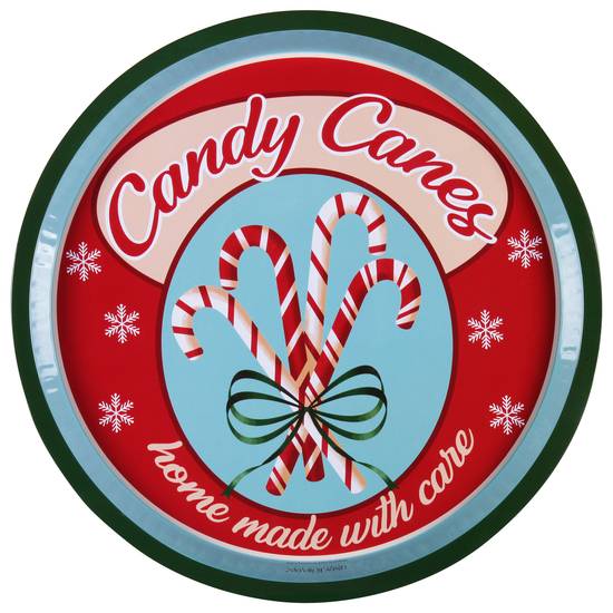 The Lindy Bowman Company Candy Canes Round Tin Tray