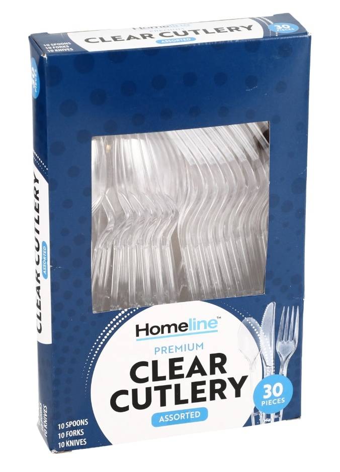Homeline Assorted Clear Plastic Cutlery, 30 ct.