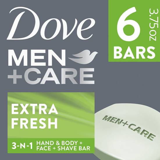 Dove Men+Care Extra Fresh 3-in-1 Bar Soap, 3.75 oz, 6 CT