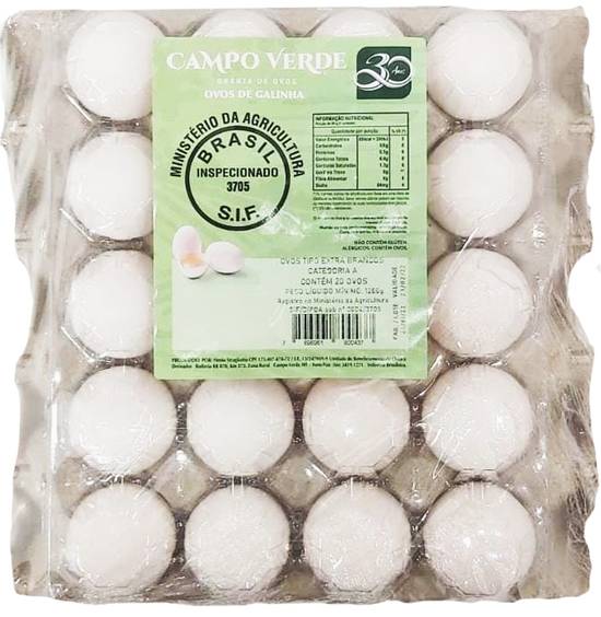 Campo verde ovos brancos extra (20 un)