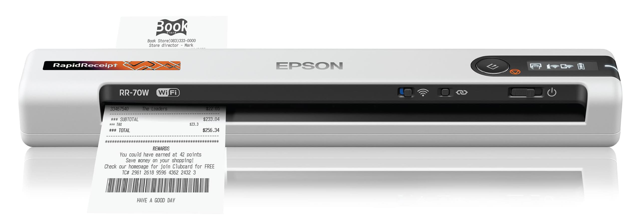 Epson - RapidReceipt RR-70W Wireless Mobile Receipt and Color Document Scanner - White
