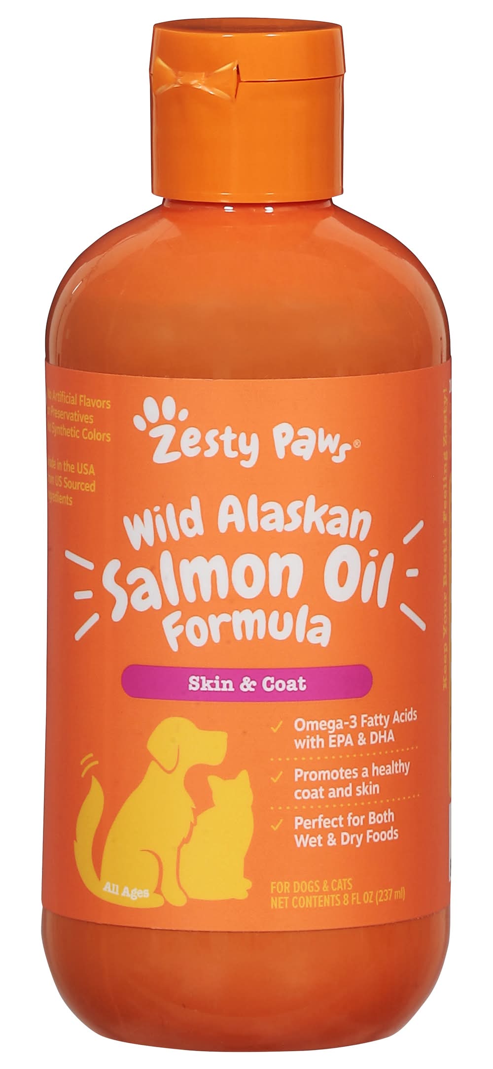 Zesty Paws Skin & Coat Wild Alaskan Salmon Oil Formula For Dogs & Cats (8 fl oz)