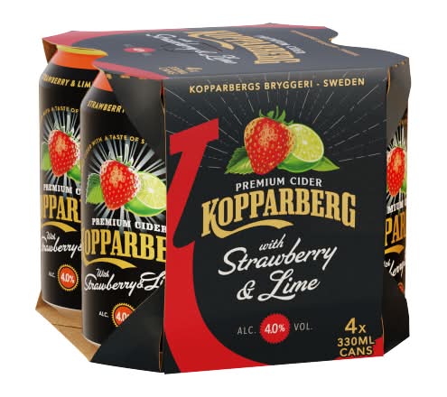Kopparberg Strawberry & Lime, Premium Cider (4 x 330ml)