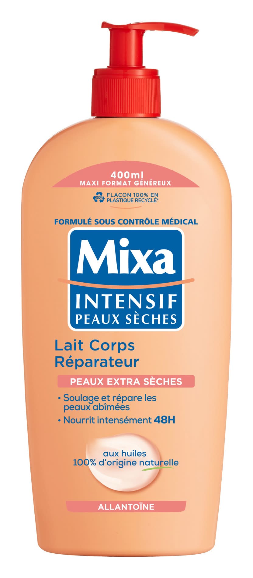 Mixa - Lait corps peaux extra sèches réparateur aux huiles d'origine naturelle (400ml)