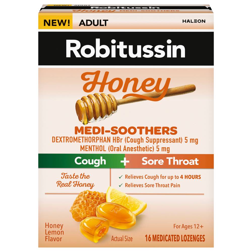 Robitussin Lozenges Medi Soothers, Honey-Lemon (16 ct)