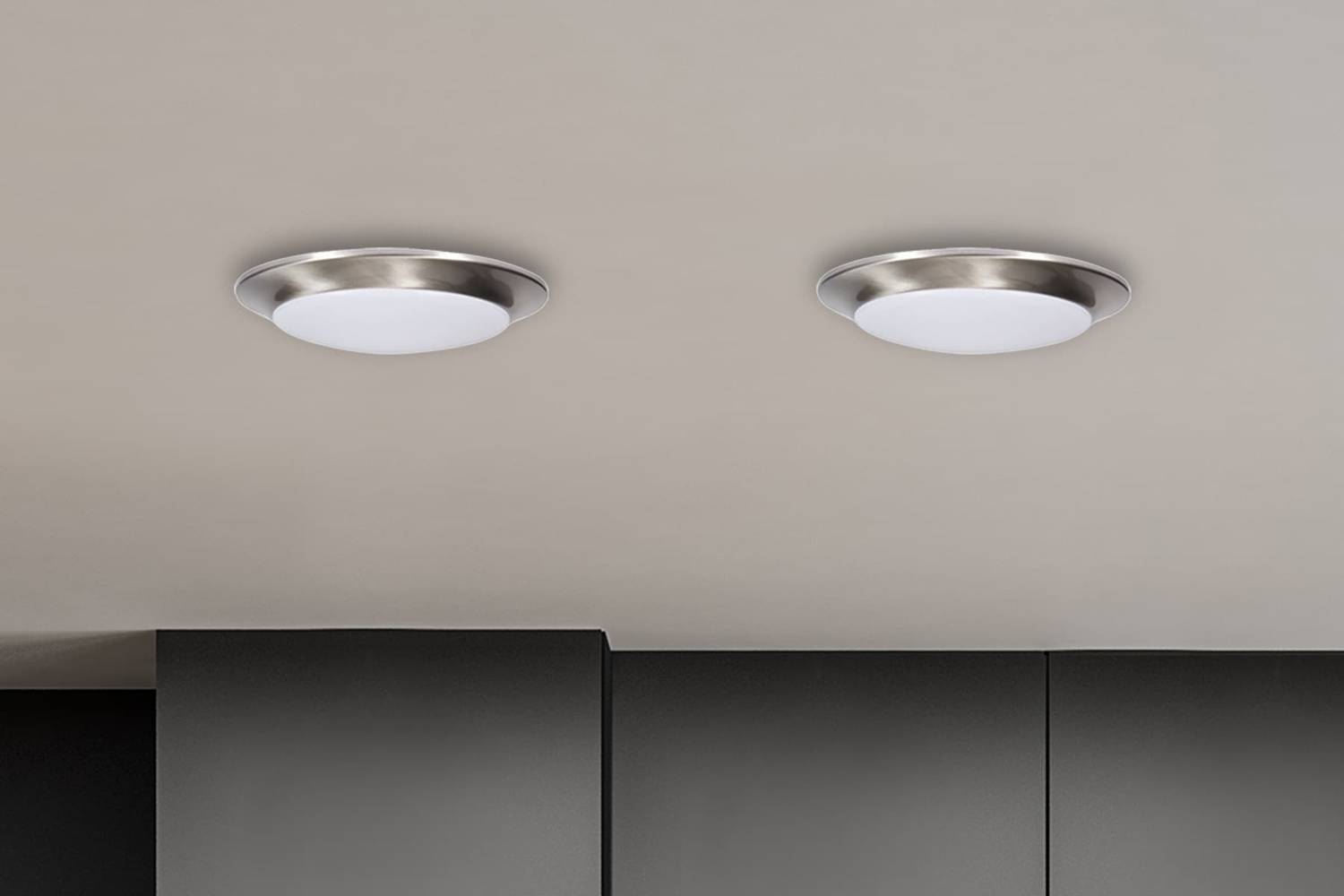Project Source 1-Light 7.4-in Brushed Nickel LED Flush Mount Light (2-Pack) | CLL56-2BNK