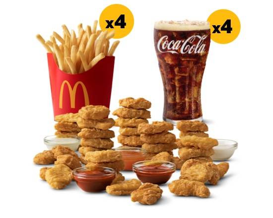 40 pc. Chicken McNuggets® and 4 Medium Fries with 4 Drinks Meal