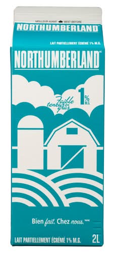 Northumberland lait partiellement écrémé 1% m.g. - partially skimmed milk 1% m.f. (2 l)